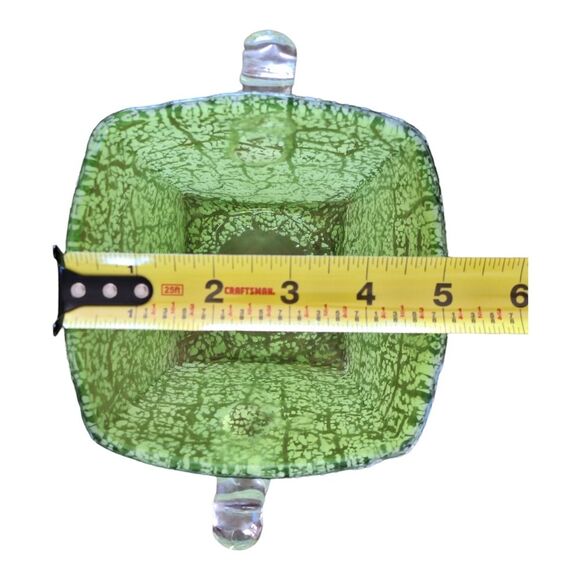 Mid Century Ice Bucket Crackle Art Glass Green Vase Mad Men Barware Vintage - Picture 8 of 10